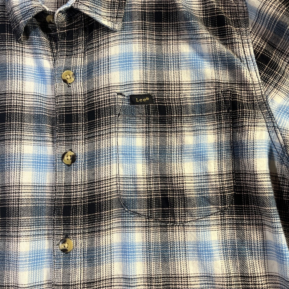 Lee Flannel Mens Large Blue Plaid Shirt‎ Jacket Outdoor - Picture 4 of 9
